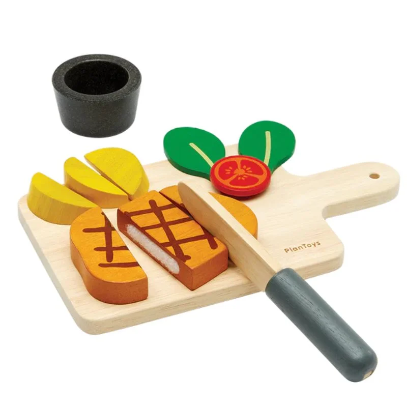 eco-conscious and sustainable wooden toys for children                   Steak Set
