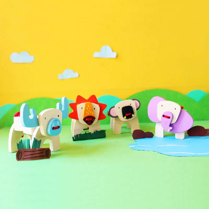 thoughtfully designed wooden toys              Lace & Make Safari Animals