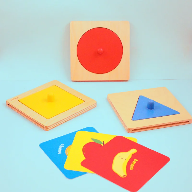 classic wooden toys for kids                Montessori Wooden Shapes Peg Puzzle - set of 3
