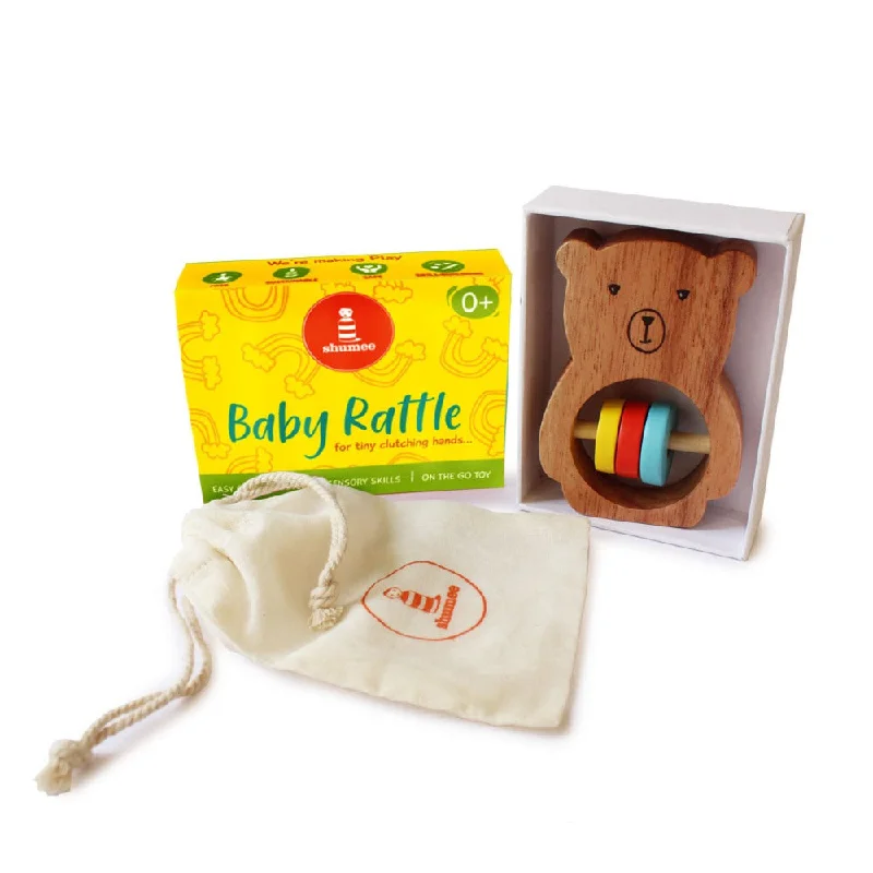handcrafted wooden toys                  Neem Wood Rattle-Bozo the Bear
