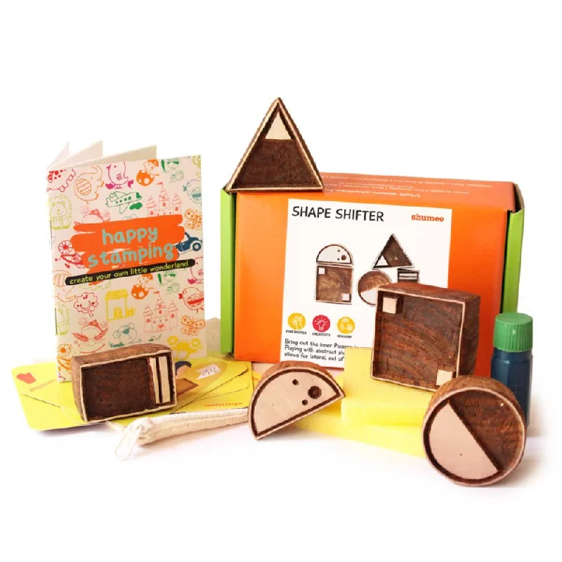 eco-conscious and sustainable wooden toys for children                   Shape Shifter Wooden Stamps