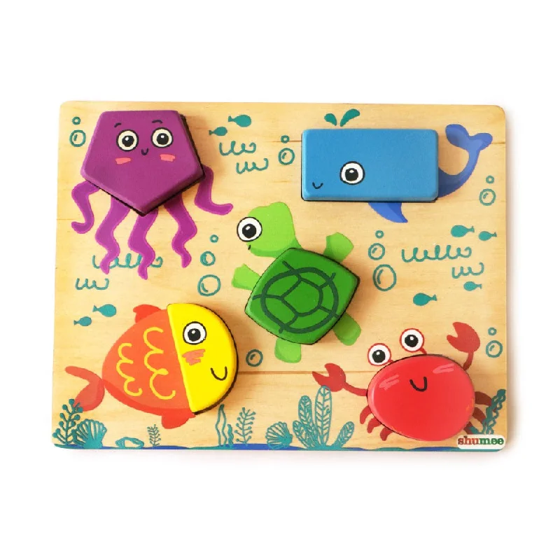 sustainably sourced wooden toys                   Under the Sea Shape Puzzle Set