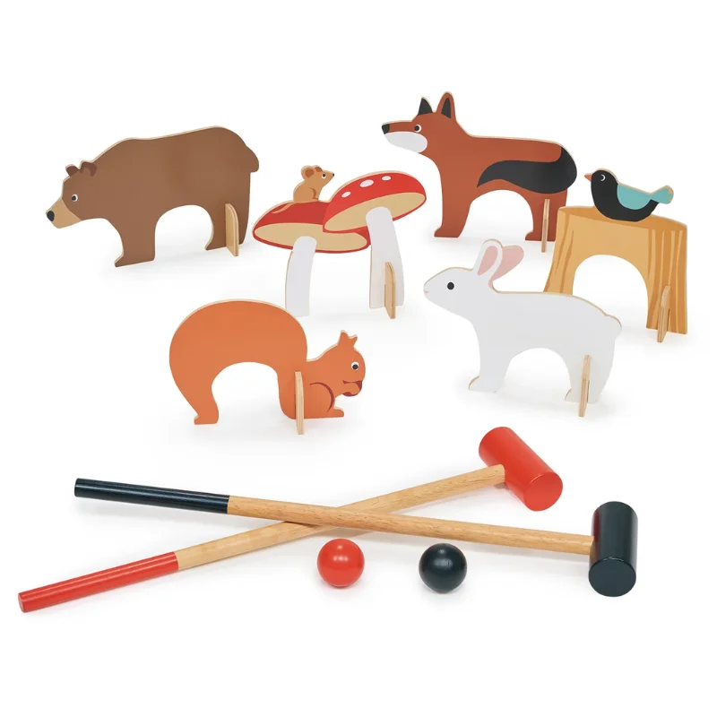 tactile wooden toys                   Woodland Indoor Croquet Set