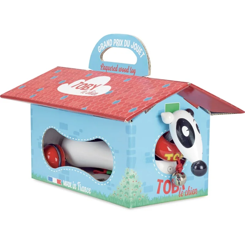 safe wooden toys for babies              Vilac 1866 Toby The Dog Pull Toy