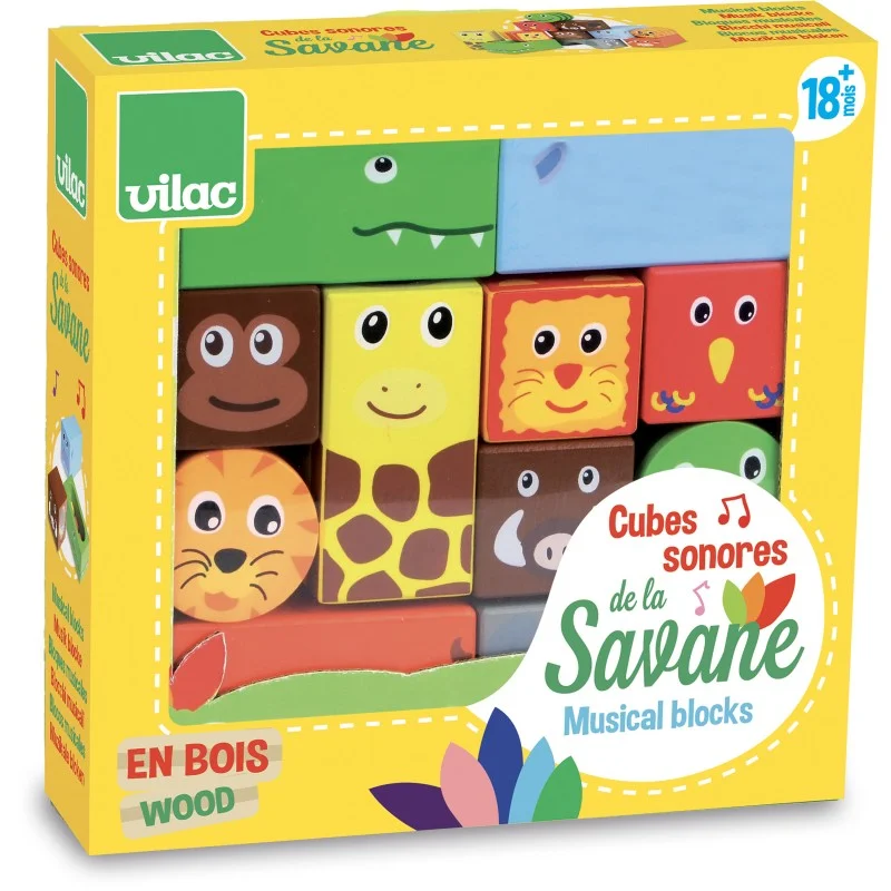 colorful wooden toys for toddlers             Vilac 2101 Savanna Musical Blocks