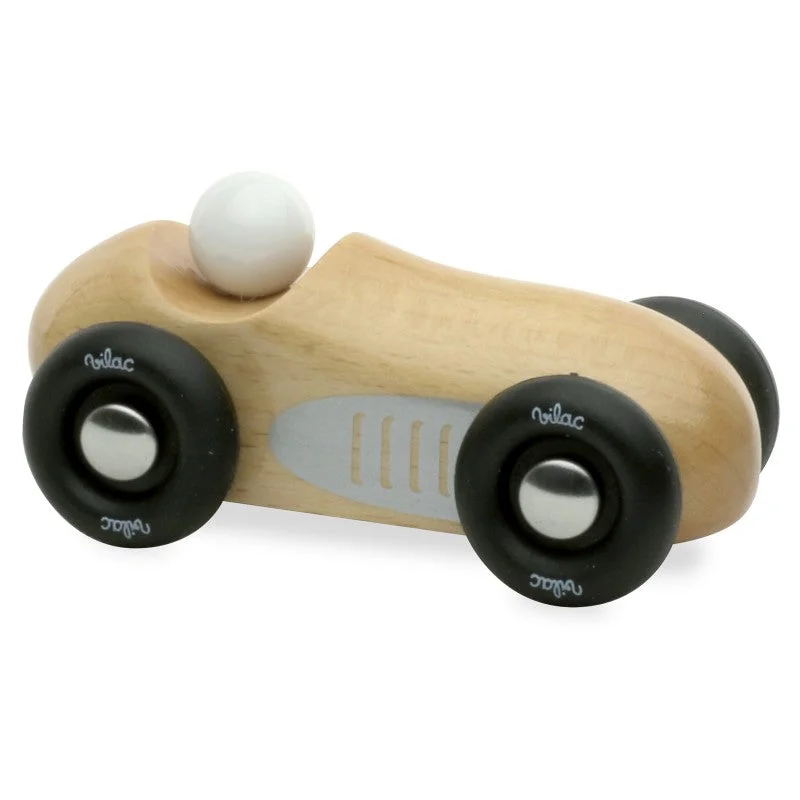 sturdy and durable wooden toys for rough play                   Vilac Mini Old sport car, natural wood