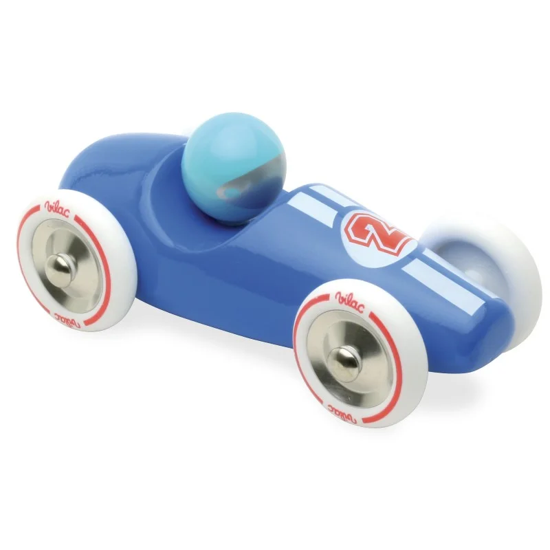 vibrant and colorful wooden toys for toddlers                   Vilac Larger Racing Car-Blue