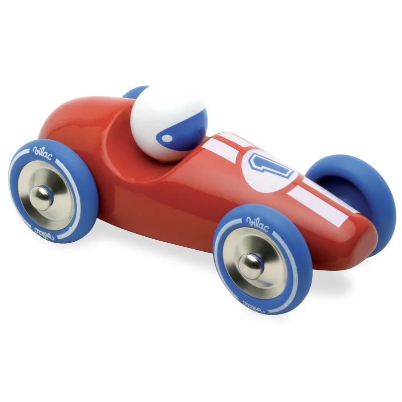 robust and engaging wooden toys for kids                   Vilac Larger Racing Car-Red