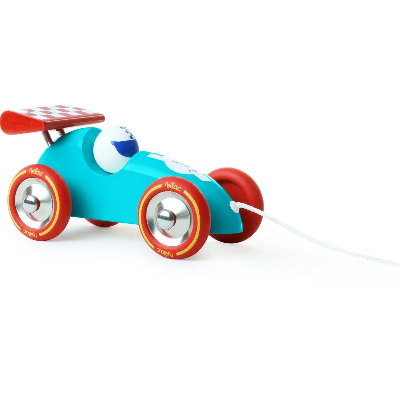 safe and durable wooden toys                   Vilac Pull Along Racing Car-Red
