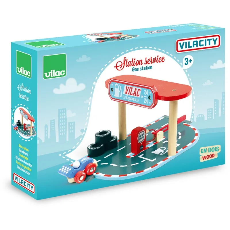 beautifully detailed wooden toys                  Vilac Vilacity Gas Station