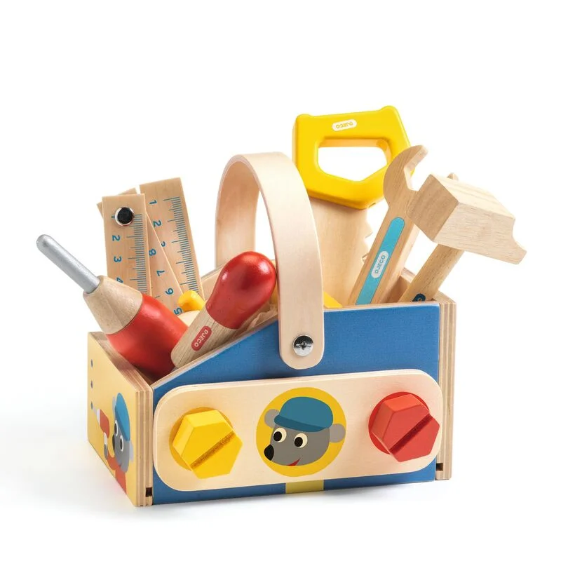 sturdy and durable wooden toys for rough play                   Djeco Wooden Minibrico Toolbox Set