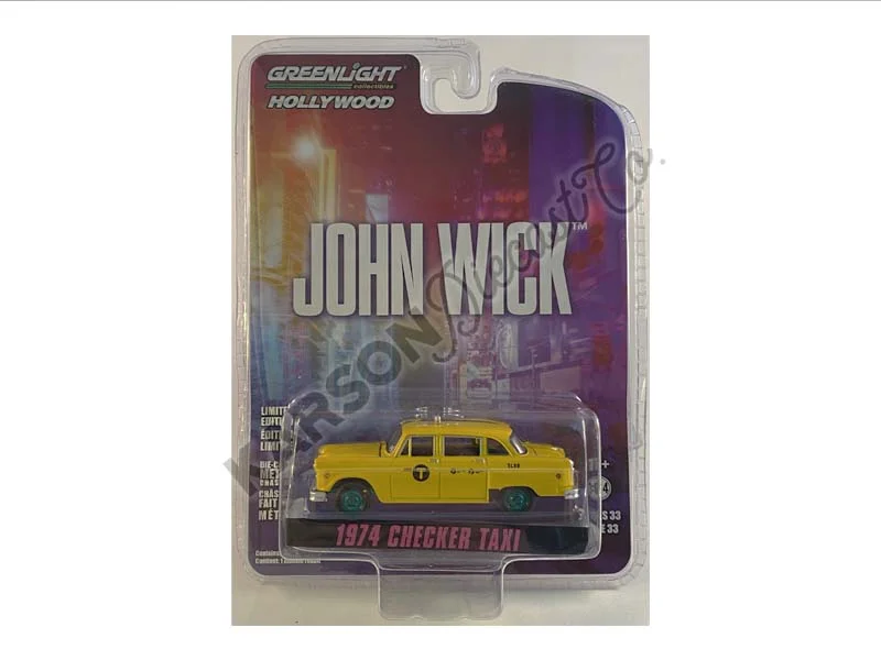 High-quality toy cars CHASE 1974 Checker Motors Marathon A11 N.Y.C. Taxi - John Wick (Hollywood) Series 33 Diecast 1:64 Scale Model - Greenlight 44930F High-quality toy cars CHASE 1974 Checker Motors Marathon A11 N.Y.C. Taxi - John Wick (Hollywood) Series 33 Diecast 1:64 Scale Model - Greenlight 44930F
