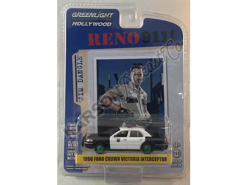 Realistic toy carsCHASE 1998 Ford Crown Victoria Police Interceptor - Reno Sheriff's Department (Hollywood) Series 38 Diecast 1:64 Scale Model - Greenlight 44980B