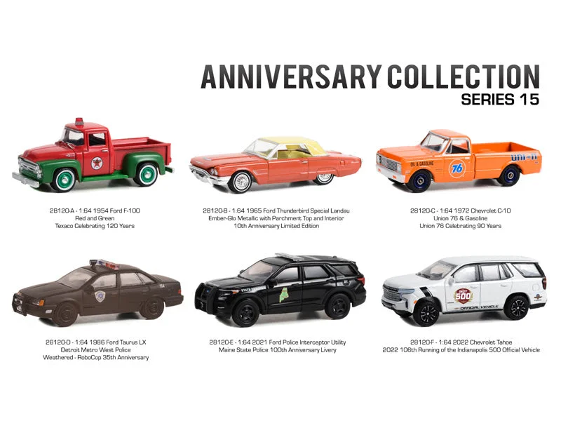 High-quality toy cars (Anniversary Collection) Series 15 SET OF 6 Diecast 1:64 Scale Model - Greenlight 28120 High-quality toy cars (Anniversary Collection) Series 15 SET OF 6 Diecast 1:64 Scale Model - Greenlight 28120