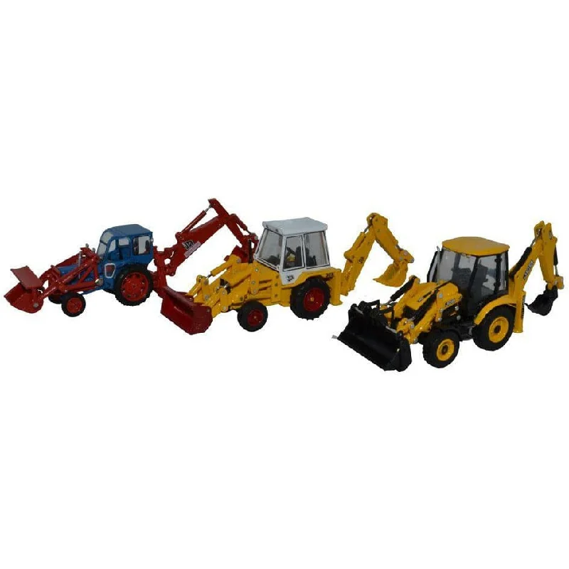 Realistic toy carsOXFORD 1/76 JCB 75th Anniversary 3 Piece Set