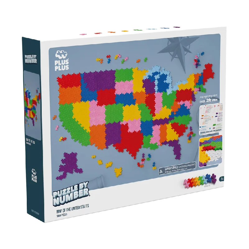 Intricate puzzles Plus-Plus USA Map Puzzle by Number - 1400 pc