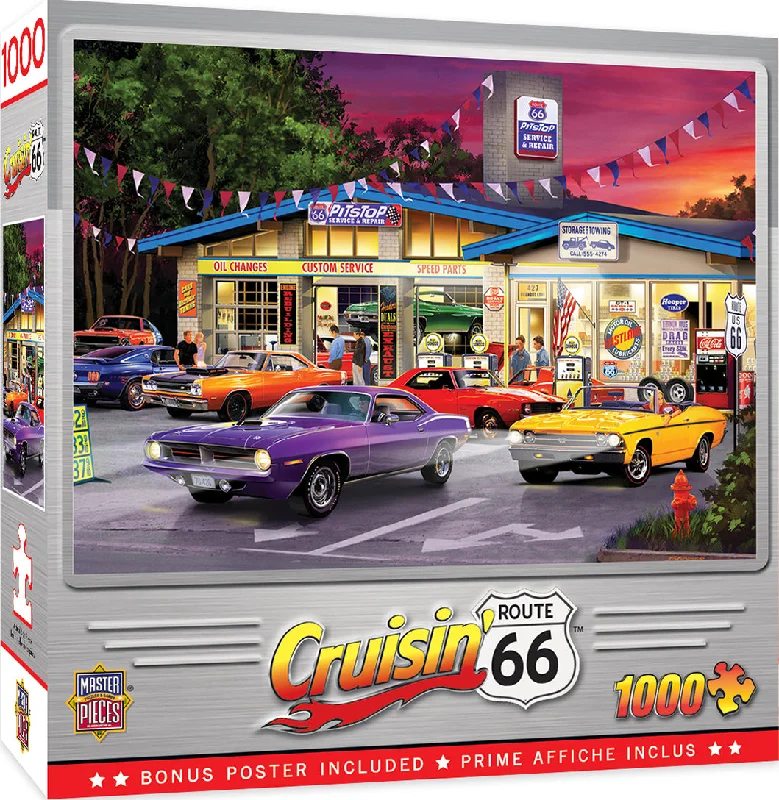 Intricate puzzles Route 66 Pitstop 1000 Piece Cruisin' Route 66 Puzzle
