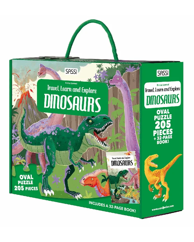 Exciting gamesSassi Travel Learn Explore Puzzle and Book Set Dinosaurs