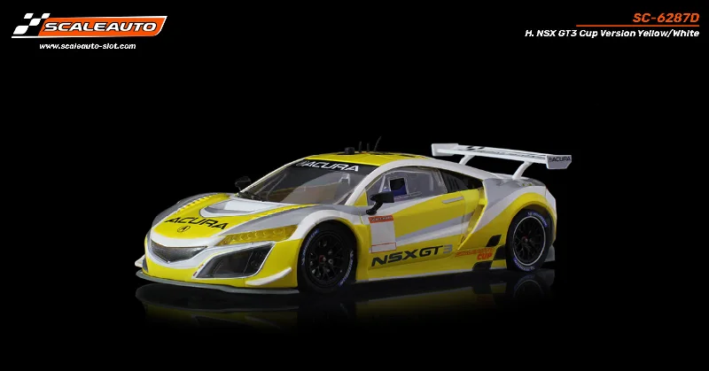 High-quality materials toys Scaleauto SC-6287D H. NSX GT3 Cup Version, Yellow/White