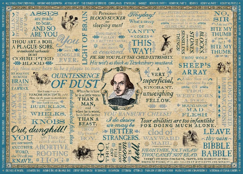 Age-appropriate puzzles Shakespearean Insults 1000 Piece Puzzle
