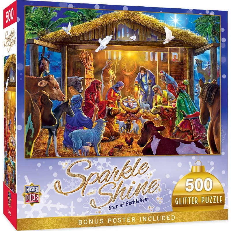 Strategic puzzles Star of Bethlehem 500 Piece Sparkle and Shine Glitter Puzzle
